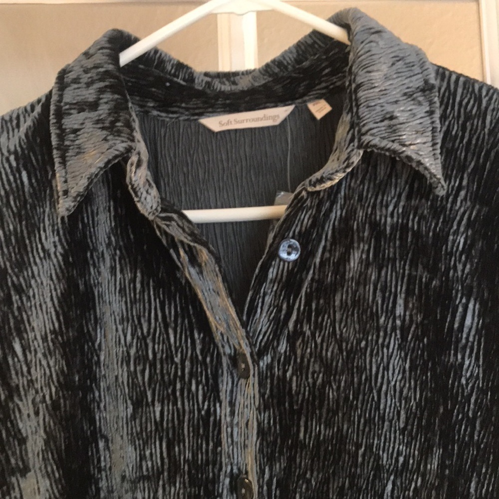 NWOT Blue Crushed Velvet Soft Surroundings Dress - Picture 4 of 8